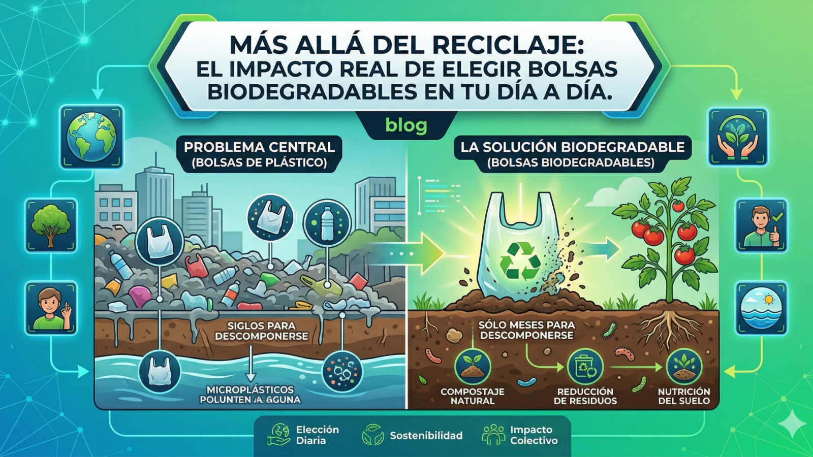 Más allá del reciclaje El impacto real de elegir bolsas biodegradables en tu día a dí